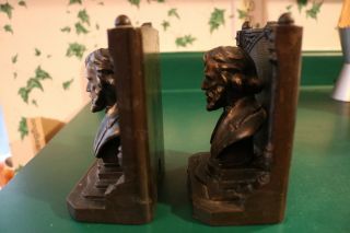 Antique 1920 ' s Bradley and Hubbard Longfellow Bookends,  Cast Iron Bookends 4