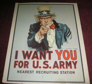 Vintage 1968 Vietnam War Uncle Sam Poster I Want You For U.  S.  Army James Flagg