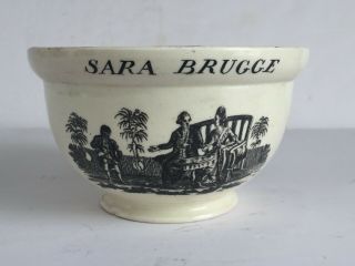 Antique Wedgwood Creamware Sara Burgge Tea Party Transfer Printed Bowl C1800