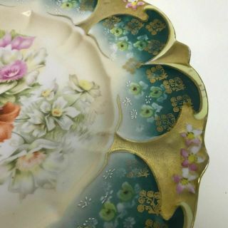 Antique RS Prussia Porcelain Plate Flower Decorated Tray Plate 11.  4 