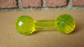 Antique American Brilliant Period Cut Glass Vaseline Uranium Yellow Knife Rest