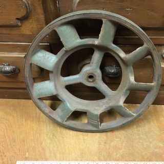 Large Vintage Industrial Steampunk Cast Iron Gear Pulley Lamp Base Table 14 "