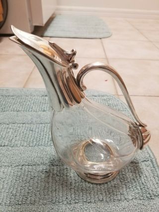 Vintage Clear Glass Silver Plated Duck Shaped Wine Decanter Wine Enthusiast
