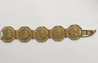 (inv 102) - Rare Vintage " Antique Coin " Bracelet - Miriam Haskell