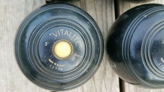 Set of 4 Vintage Lawn Bowling Balls VITALITE 5 BIAS 3 Made In England 6