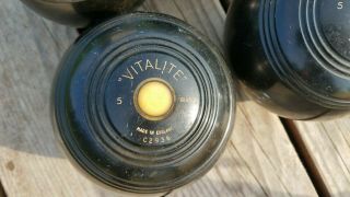 Set of 4 Vintage Lawn Bowling Balls VITALITE 5 BIAS 3 Made In England 7