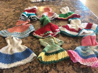 Vintage Crochet Doll Dresses 9 Dresses