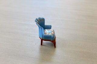 Vintage Renwal Dollhouse Stenciled Wingback Chair 1940 ' s 1950 ' s 3