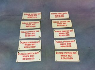 Set Of 10 Vintage Industrial Bakelite Switch Off Signs,  Uk Delivery