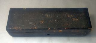 Vintage Antique Wooden Pencil Box with Old Artist ' s Paintbrushes 4
