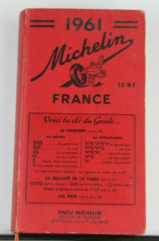 Michelin Guide To France 1961,  952 Pages Plus Vintage French Restaurant Receipt