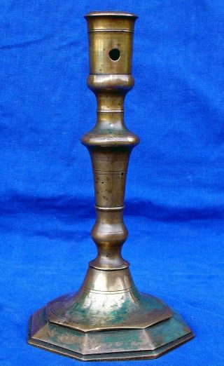 Untouched 17th Century French Gilded Bronze Socket Candlestick Circa 1670