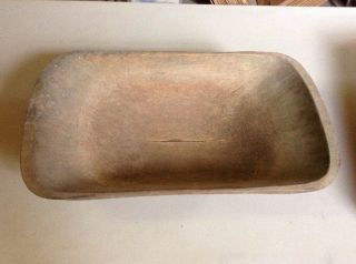 Vintage Antique Large 1800 ' s Hand Carved Trencher Single Wood Dough Bowl Tray 2