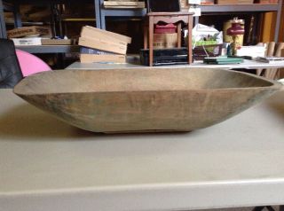 Vintage Antique Large 1800 ' s Hand Carved Trencher Single Wood Dough Bowl Tray 3
