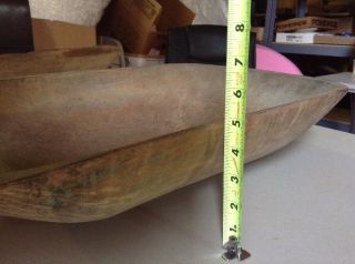 Vintage Antique Large 1800 ' s Hand Carved Trencher Single Wood Dough Bowl Tray 6