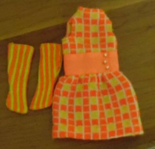 Vintage Francie Mini Chex Dress And Stockings Very Gently Played With