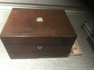 Antique 1860,  S Rosewood Ladies Large Travelling Box With Secret Drawer And 11 G