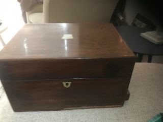 Antique 1860,  s Rosewood Ladies Large Travelling Box With Secret Drawer And 11 G 4
