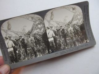 Rare Wwi Antique Military War Stereo View,  Crashed Zeppelin Wreckage,  Underwood
