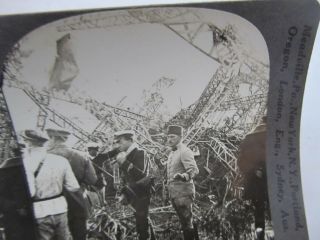 RARE WWI Antique Military War Stereo View,  CRASHED ZEPPELIN WRECKAGE,  Underwood 3