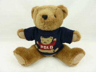Vintage 1997 Polo Ralph Lauren Teddy Bear Plush Stuffed Animal W/ Bear Sweater