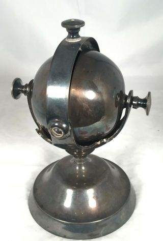 Antique Turn Style Spinning Hotel Lobby Counter Call Bell Silver Plate