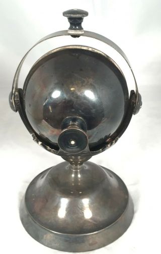 ANTIQUE TURN STYLE SPINNING HOTEL LOBBY COUNTER CALL BELL SILVER PLATE 2