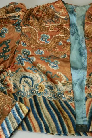 Vintage Antique Chinese Embroidery Embroidered Silk Jacket Coat Dragon Ocean 2