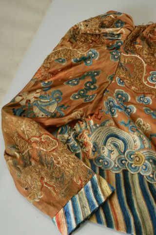 Vintage Antique Chinese Embroidery Embroidered Silk Jacket Coat Dragon Ocean 3
