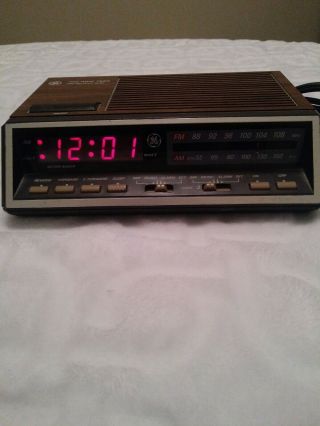 Vintage Ge Alarm Clock Radio 7 - 4616b Two Wake Times Red Led Digits ✔