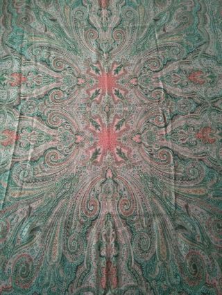 Antique French Paisley Kashmir square piano Double side Shawl Wool size 85 