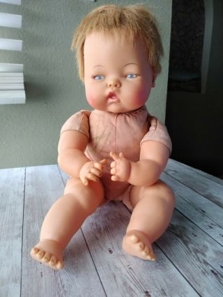 Vintage Ideal Toy Corp.  Ott - 14 14 " Thumbelina Baby Doll W/knob That