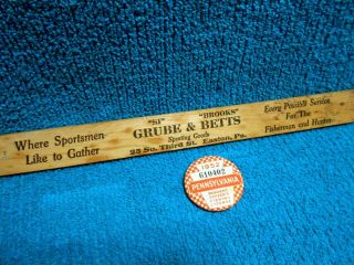 VTG 1952 Pennsylvania Fishing License & Laws Advertising Ruler Grube Betts PA 3