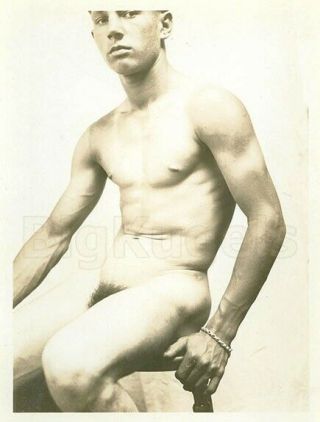 Early 1920s Vintage Male Nude Handsome Lean Muscle Academic Study Fine Art
