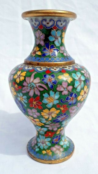 Antique Chinese Cloisonne Vase Late 19th C.  Floral Pattern