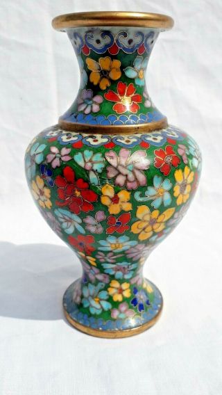 Antique Chinese Cloisonne Vase late 19th C.  Floral Pattern 2