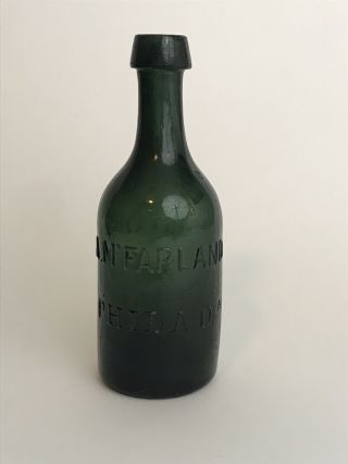 Antique A.  M’farland Philedelphia Deep Forest Green Iron Pontil Soda Bottle