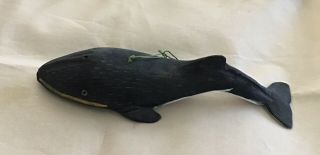 Vintage Wood Carved Whale Hang On Wall 71/2” Wide 2” Tall White Underside