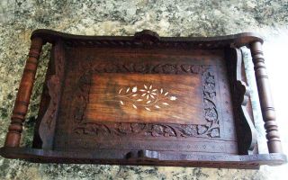 Antique Arts and Crafts era tray,  serving tray,  wooden,  decorative,  unvarnished 2
