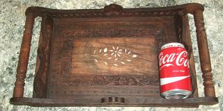 Antique Arts and Crafts era tray,  serving tray,  wooden,  decorative,  unvarnished 5