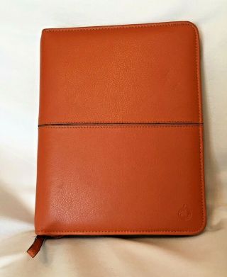 Franklin Covey Notebook Planner Guinie Leather 7 Ring Antique Orange Pockets