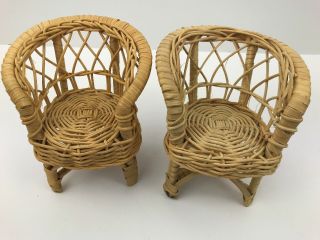 Barbie Furniture Vintage Wicker Rattan 2 Chairs 1 Peacock Chair Tables Loveseats 2