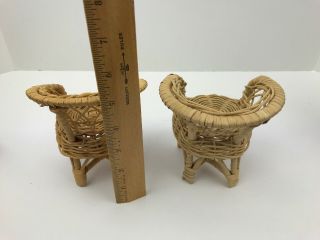 Barbie Furniture Vintage Wicker Rattan 2 Chairs 1 Peacock Chair Tables Loveseats 4