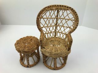Barbie Furniture Vintage Wicker Rattan 2 Chairs 1 Peacock Chair Tables Loveseats 5
