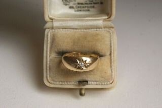 Fine Antique Edwardian 18 Carat Gold Solitaire Old Cut Diamond Gypsy Pinkie Ring