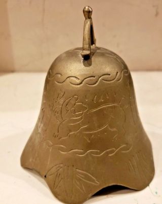 Vtg Large Antique Brass Asian Chinese China Temple Bell Mission No Clapper 2