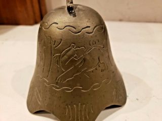 Vtg Large Antique Brass Asian Chinese China Temple Bell Mission No Clapper 4
