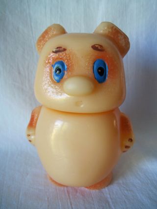 Russian Vintage Winnie The Pooh Doll,  Bear,  Thick Plastic,  Moving Head,  Marked,  Ussr
