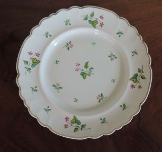 Antique 19th C.  English Porcelain Dinner Plate Floral Sprig Gilt Rim Pink 10 "