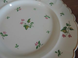 Antique 19th c.  English Porcelain Dinner Plate Floral Sprig Gilt Rim Pink 10 